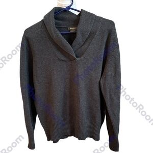 Eddie Bauer Charcoal Gray Shawl Neck Pullover Sweater Size XL